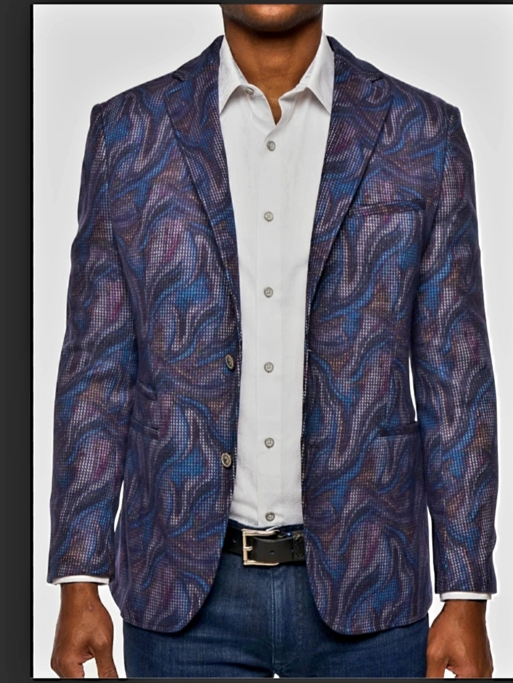 Robert Graham Velvet Paisley Tailored Blazer 46 Blue